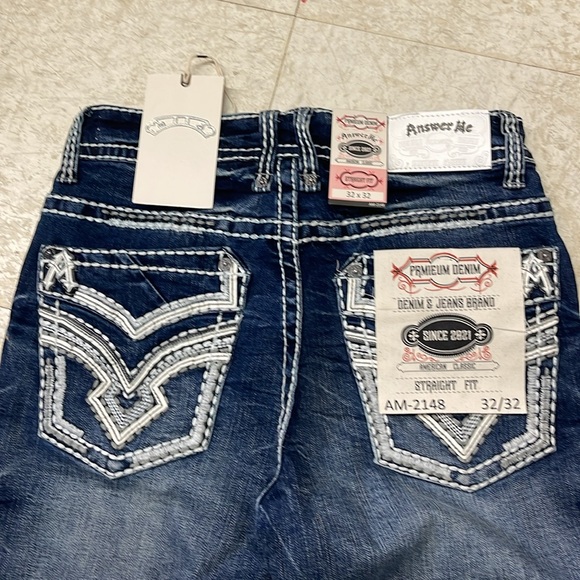 Men’s Western Answer Me Jeans Size 32/32 Straight Fit Denim New With Tags - Picture 2 of 7